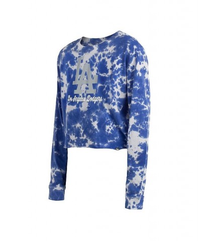 Women's Royal Los Angeles Dodgers Tie-Dye Cropped Long Sleeve T-shirt Royal $29.11 Tops