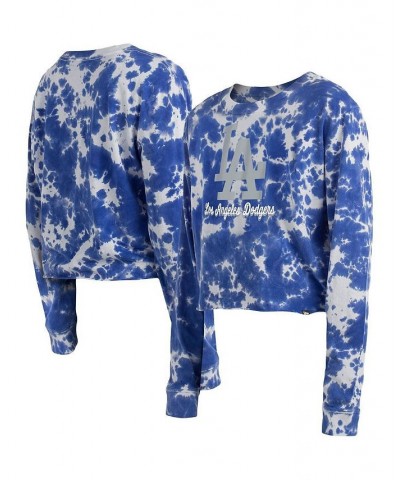 Women's Royal Los Angeles Dodgers Tie-Dye Cropped Long Sleeve T-shirt Royal $29.11 Tops