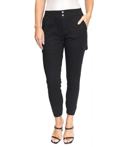 Crave Fame Women's Double-Button Cargo Jogger Pants Black $16.20 Pants