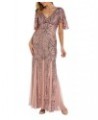 Women's Long V-Neck Sequinned Gown Mauve $77.33 Dresses