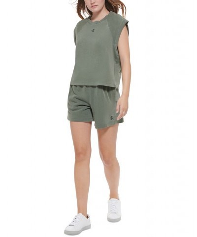 Women's Sleeveless Cotton Sweatshirt Green $13.49 Sweatshirts