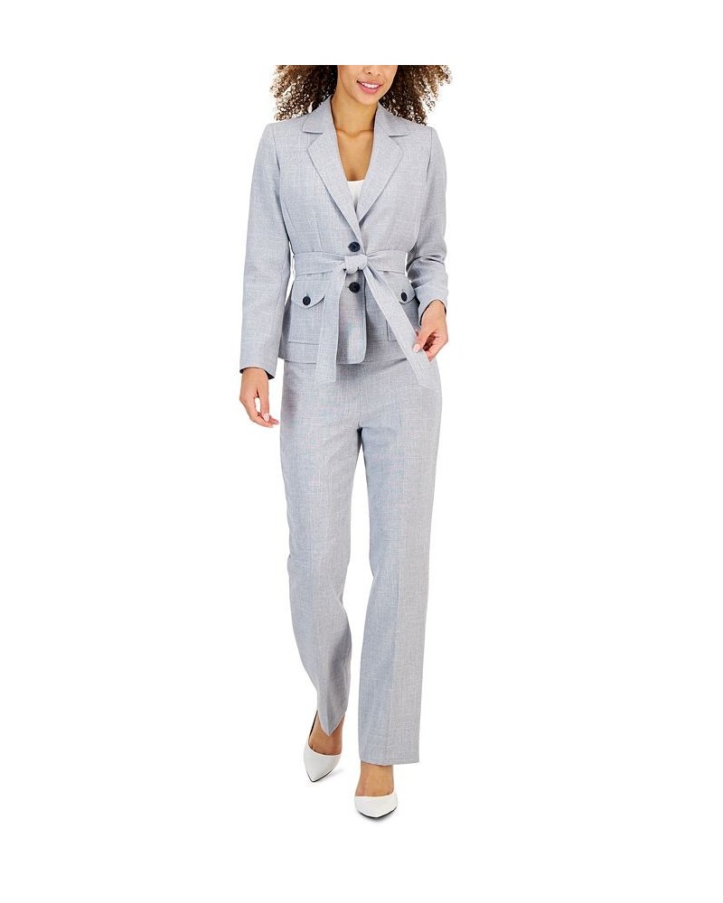 Women's Belted Safari Jacket Pantsuit Regular & Petite Sizes Multi $93.50 Suits