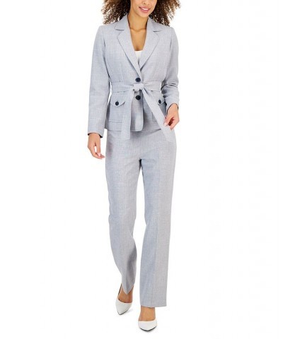 Women's Belted Safari Jacket Pantsuit Regular & Petite Sizes Multi $93.50 Suits