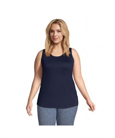 Women's Plus Size Supima Cotton Scoop Neck Tunic Tank Top Radiant navy $20.19 Tops