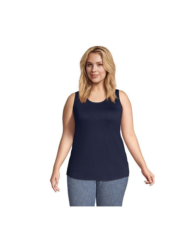 Women's Plus Size Supima Cotton Scoop Neck Tunic Tank Top Radiant navy $20.19 Tops