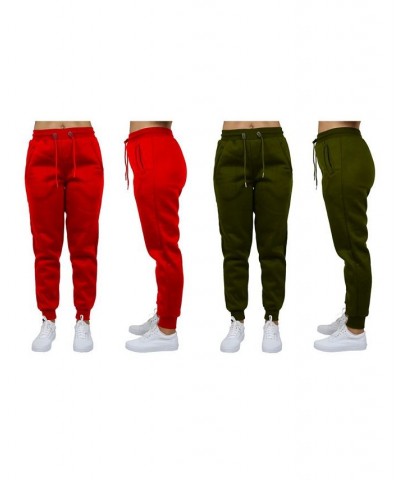 Women's Loose Fit Fleece Jogger Sweatpants Pack of 2 Red $27.00 Pants