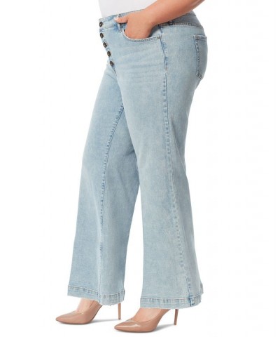 Trendy Plus Size True Love Wide-Leg Trouser Jeans Carry On $47.09 Jeans