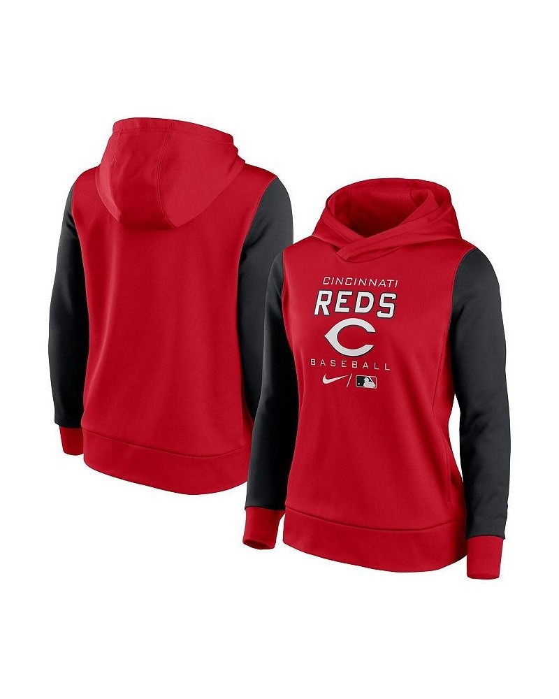 Women's Red Black Cincinnati Reds Authentic Collection Pullover Hoodie Red, Black $39.60 Sweatshirts