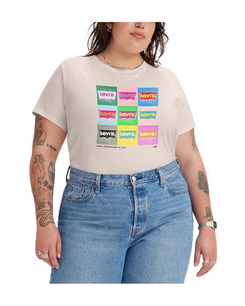 Trendy Plus Size Perfect Logo Crewneck Tee Popart Grid Graphic $17.15 Tops