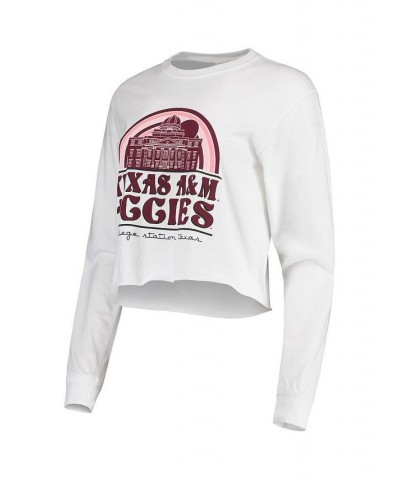 Women's White Texas A&M Aggies Retro Campus Crop Long Sleeve T-shirt White $31.89 Tops