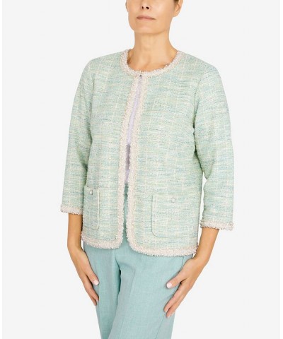 Petite Lady Like Knit Boucle Jacket with Imitation-Pearl Trim Multi $27.13 Jackets