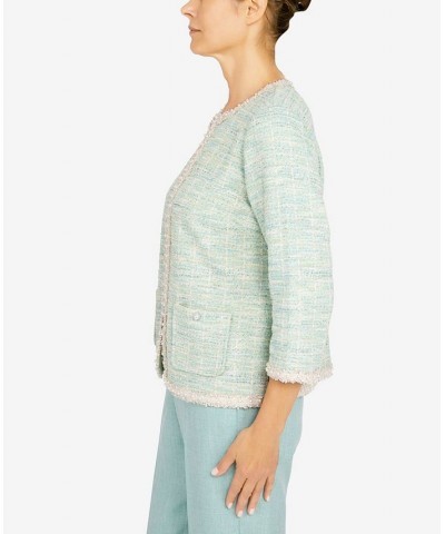 Petite Lady Like Knit Boucle Jacket with Imitation-Pearl Trim Multi $27.13 Jackets