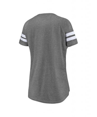 Women's Los Angeles Rams Super Bowl LVI Bound Fade Script Stripe Notch Neck T-shirt Heathered Charcoal $23.93 Tops