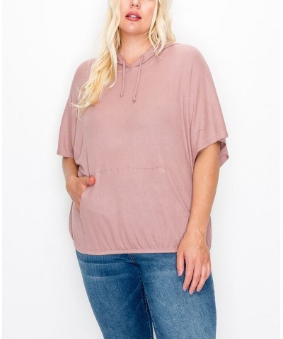 Plus Size Batwing Pocket Hoodie Purple $29.00 Sweatshirts