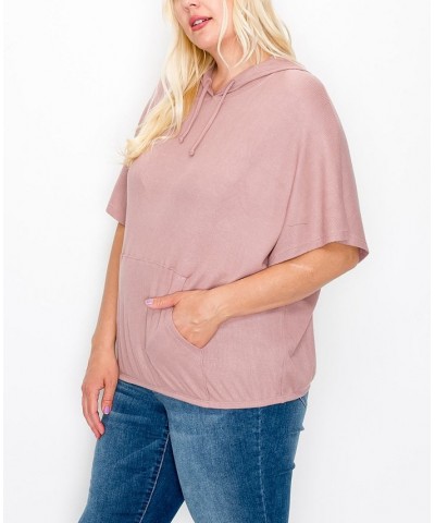 Plus Size Batwing Pocket Hoodie Purple $29.00 Sweatshirts