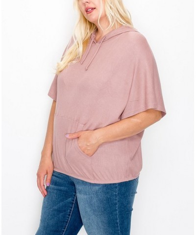 Plus Size Batwing Pocket Hoodie Purple $29.00 Sweatshirts