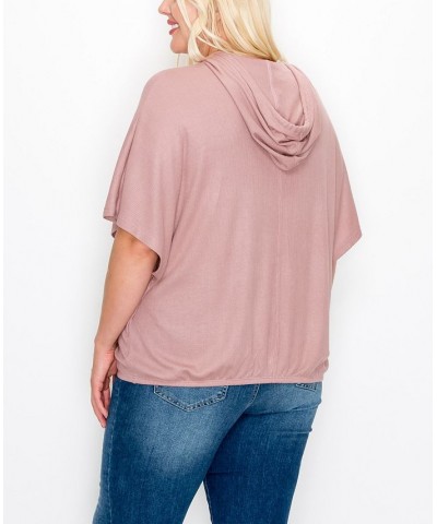 Plus Size Batwing Pocket Hoodie Purple $29.00 Sweatshirts