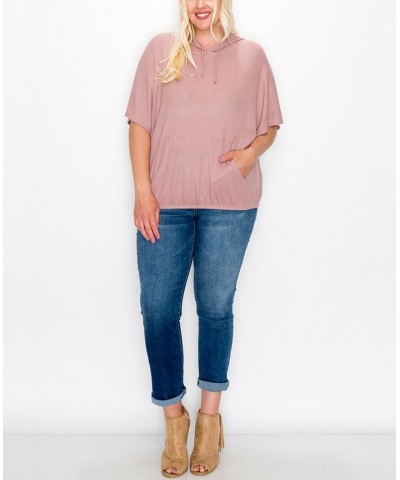 Plus Size Batwing Pocket Hoodie Purple $29.00 Sweatshirts