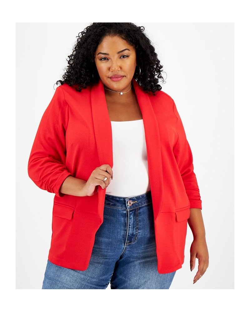 Trendy Plus Size Knit Boyfriend Blazer Red $15.90 Jackets