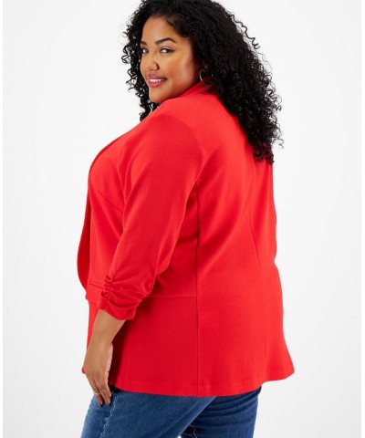 Trendy Plus Size Knit Boyfriend Blazer Red $15.90 Jackets