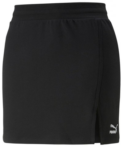 Women's Classics Cotton Terry Fleece Pull-On Skirt Black $22.40 Skirts