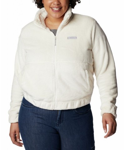 Plus Size Fireside Zip-Front Fuzzy Jacket Chalk $27.95 Jackets