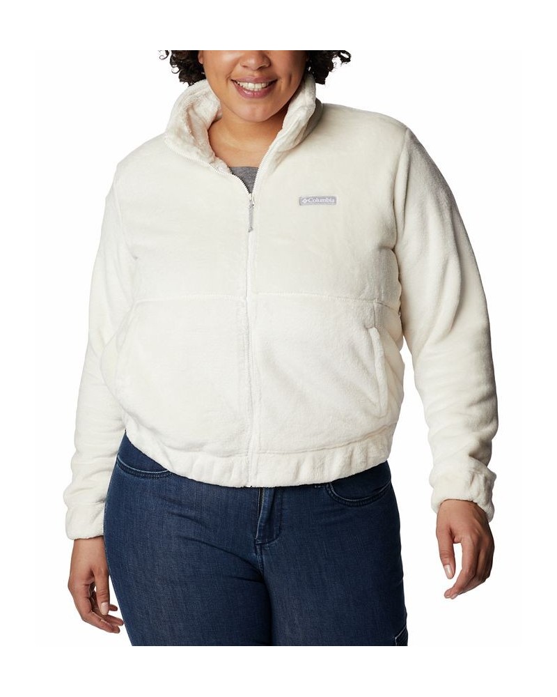 Plus Size Fireside Zip-Front Fuzzy Jacket Chalk $27.95 Jackets