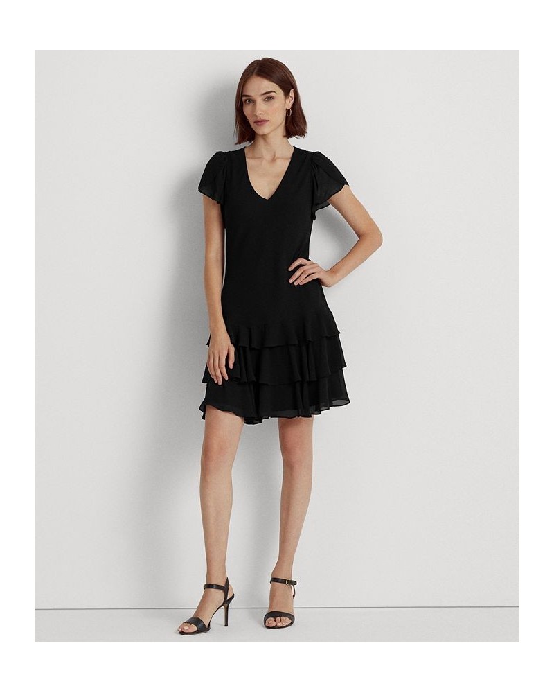 Women's Georgette Drop-Waist Dress Black $45.90 Dresses