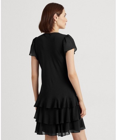 Women's Georgette Drop-Waist Dress Black $45.90 Dresses