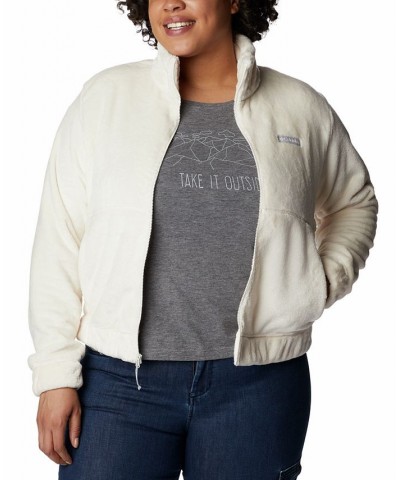 Plus Size Fireside Zip-Front Fuzzy Jacket Chalk $27.95 Jackets