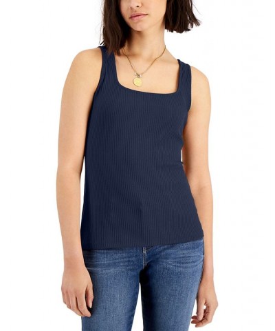 Women's Square Neck Rib Tank Indigo Sea $16.02 Tops