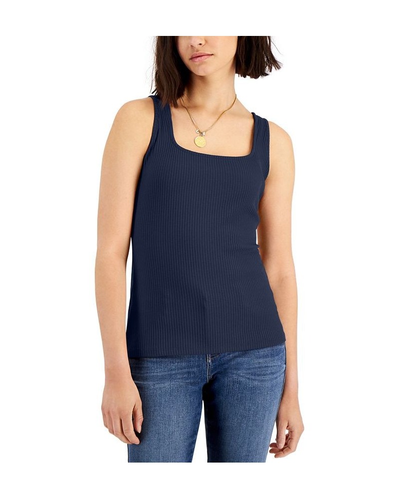 Women's Square Neck Rib Tank Indigo Sea $16.02 Tops