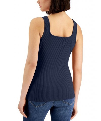 Women's Square Neck Rib Tank Indigo Sea $16.02 Tops