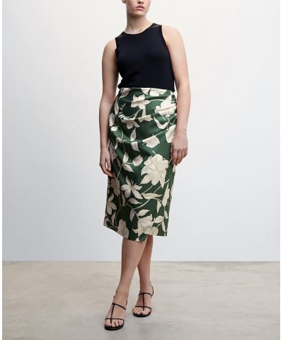 Women's Floral Long Skirt Green $29.40 Skirts