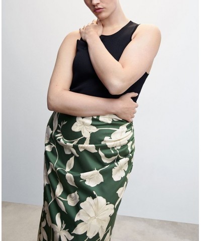 Women's Floral Long Skirt Green $29.40 Skirts