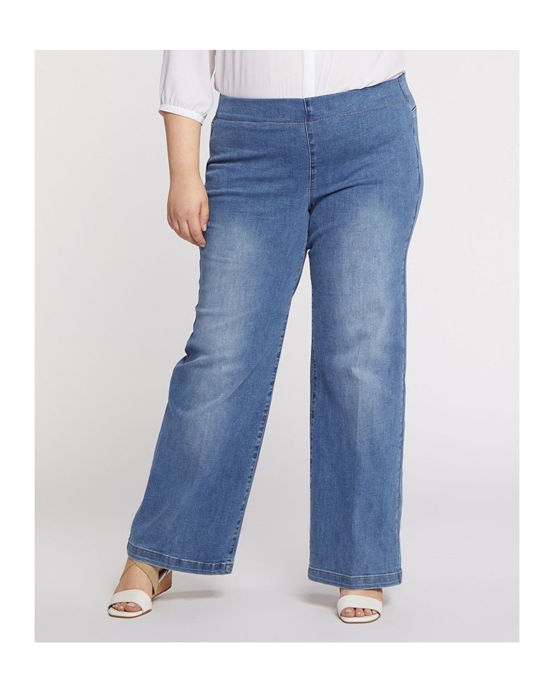 Plus Size Wide Leg Pull-On Jeans Clean Maele $32.71 Jeans