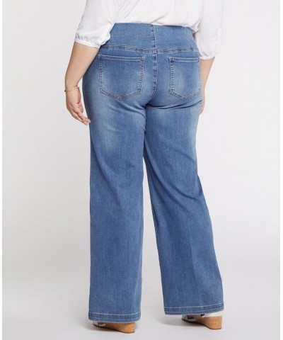 Plus Size Wide Leg Pull-On Jeans Clean Maele $32.71 Jeans