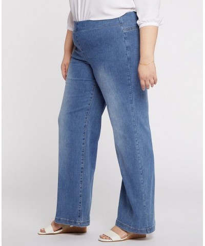 Plus Size Wide Leg Pull-On Jeans Clean Maele $32.71 Jeans