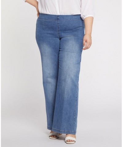 Plus Size Wide Leg Pull-On Jeans Clean Maele $32.71 Jeans