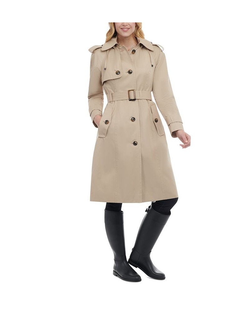 Women's Hooded Maxi Trench Coat Tan/Beige $55.76 Coats