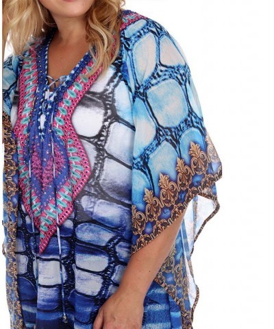 Plus Size Criss-Cross Neckline Animal Print Caftan Top Yellow $24.80 Tops