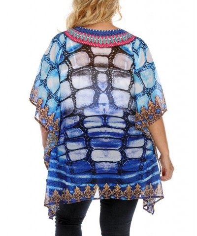 Plus Size Criss-Cross Neckline Animal Print Caftan Top Yellow $24.80 Tops