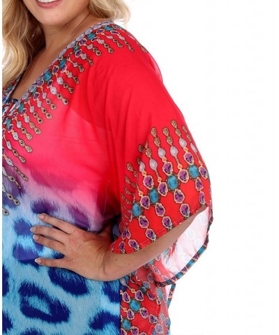 Plus Size Criss-Cross Neckline Animal Print Caftan Top Yellow $24.80 Tops