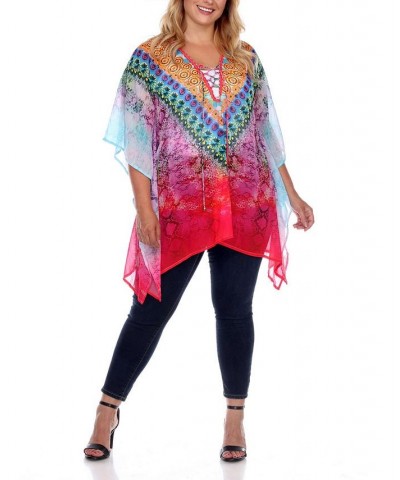 Plus Size Criss-Cross Neckline Animal Print Caftan Top Yellow $24.80 Tops