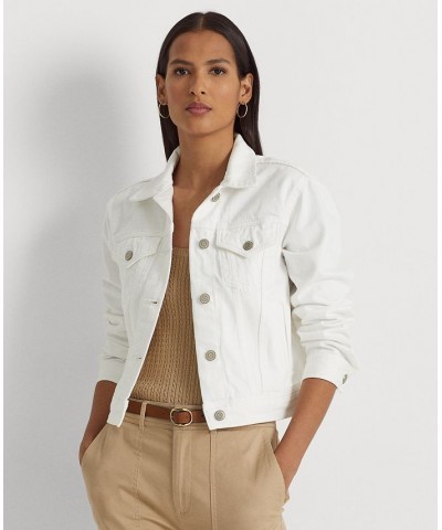 Women's Denim Trucker Jacket White Wash $71.30 Jackets