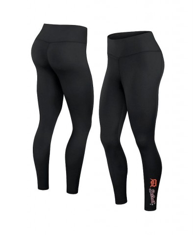 Women's Branded Black Detroit Tigers Wordmark Stack Leggings Black $26.99 Pants