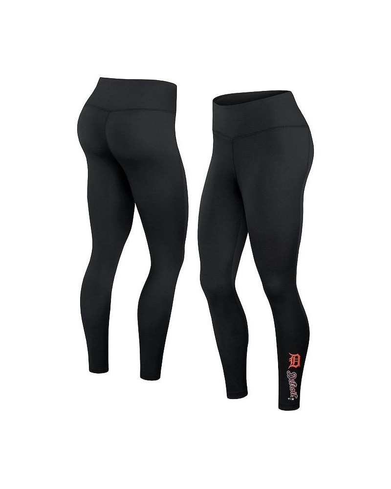 Women's Branded Black Detroit Tigers Wordmark Stack Leggings Black $26.99 Pants