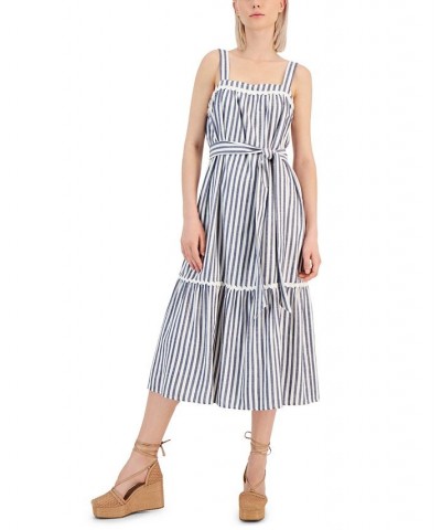 Women's Striped Sleeveless Sundress Navy/white $41.28 Dresses