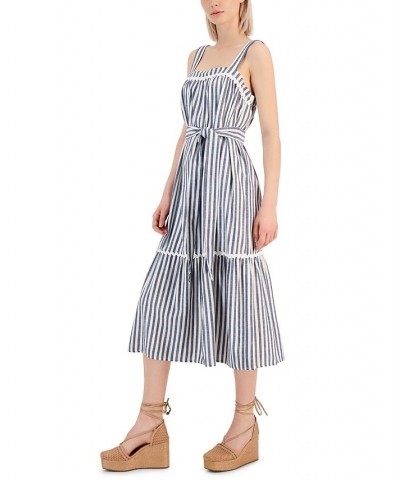 Women's Striped Sleeveless Sundress Navy/white $41.28 Dresses