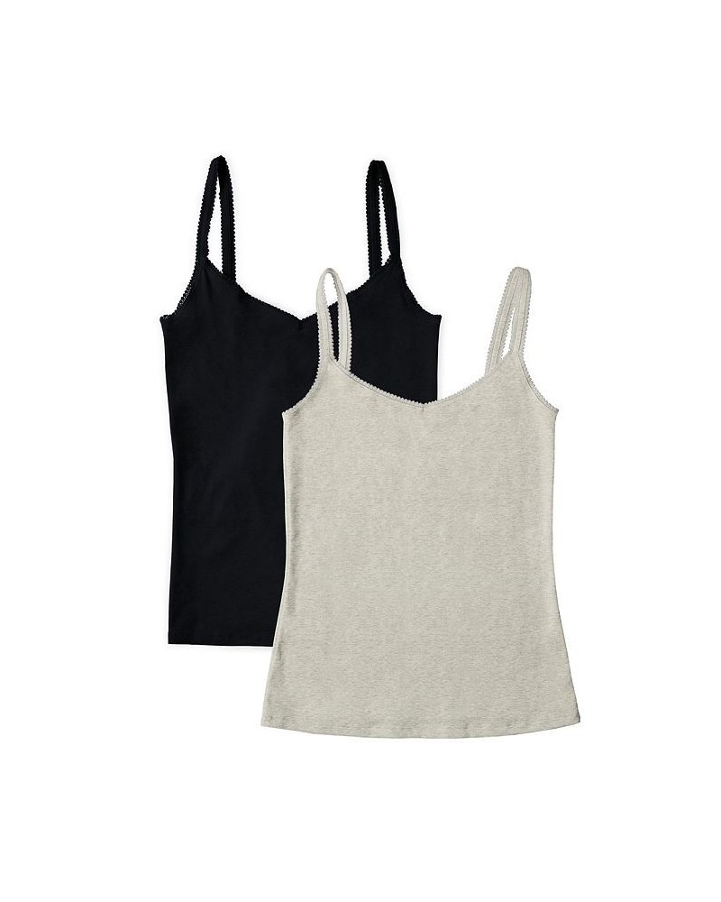 Women's Cotton Camisole Pack of 2 Black $25.09 Lingerie